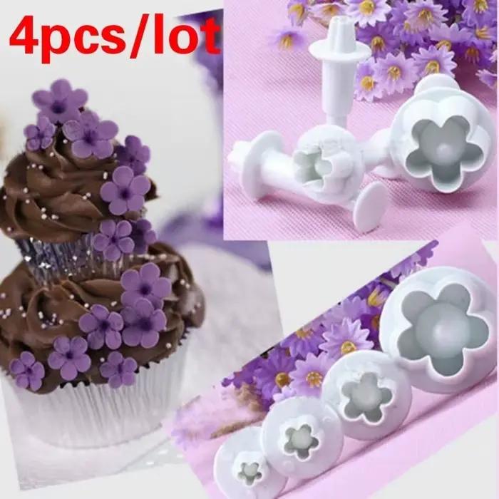 4 pièces/ensemble fleur de prunier plongeur Fondant moule Cutter outils de gâteau décoration outils
