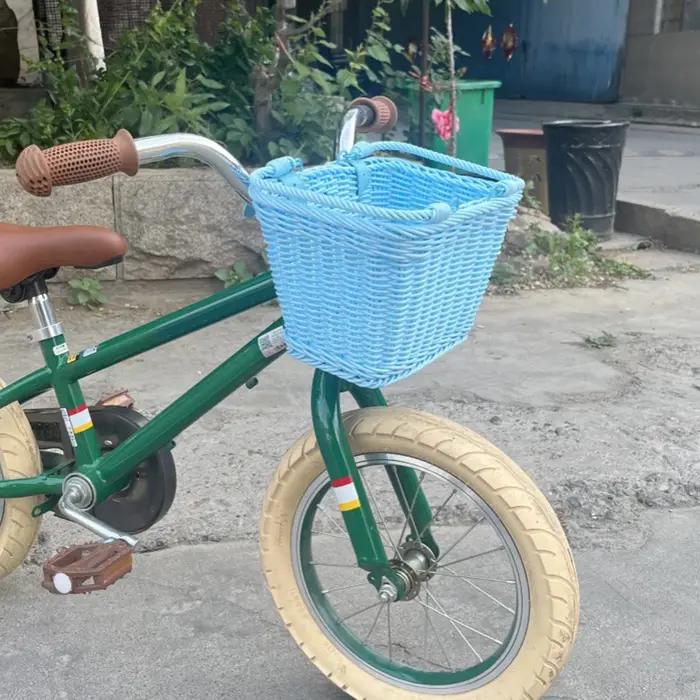 Panier avant de vélo avec poignées, panier de vélo carré mignon, panier de guidon imperméable pour vélos d'enfants et d'adultes