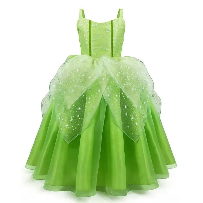 Robe de fée Cosplay pour filles, film classique Disney, elfe fée clochette, bretelles vertes avec ai