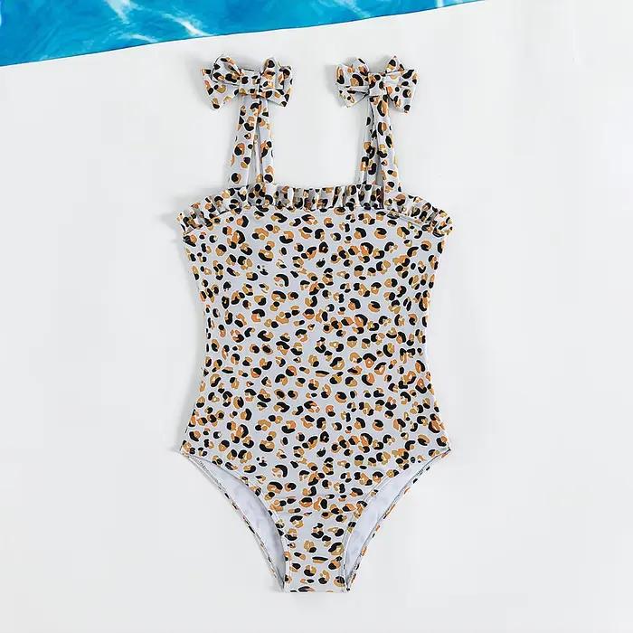 Maillot de bain une pièce imprimé léopard pour filles, à la mode, vêtements de plage, tenue d'été, p