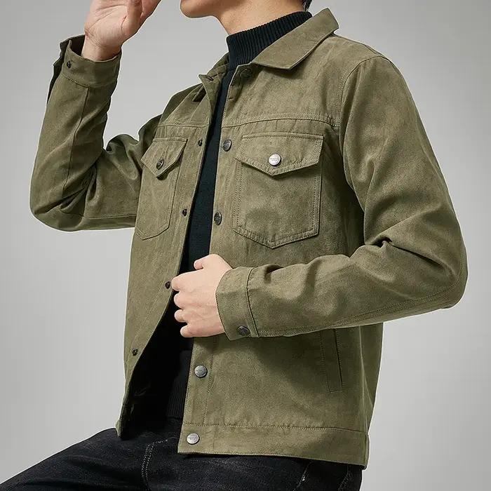 Veste de style britannique pour homme, printemps et automne, veste décontractée en daim, tendance, b