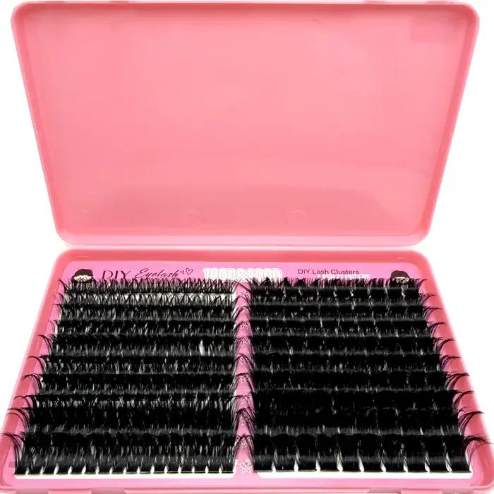 200D/100D épais moelleux grappe cils D Curl naturel doux faux cils extensions bricolage individuel M