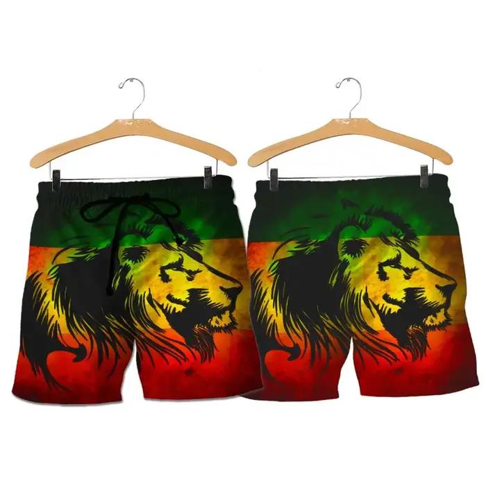 Maillot de bain sec drapeau du Lion jamaïcain pour hommes, short de planche de Surf avec cordon de s