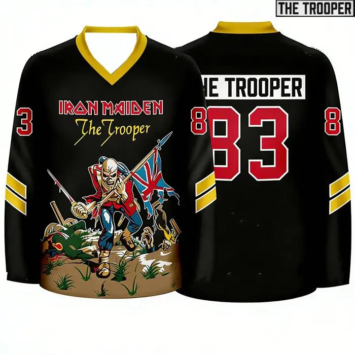 Maillot de hockey pour homme style Heavy Metal, inspiré d'Eddie Trooper, chemise de sport vintage st