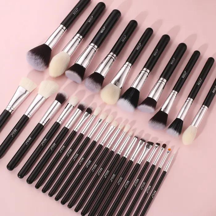 BEILI noir pinceaux maquillage ensemble professionnel naturel chèvre cheveux pinceaux fond de teint