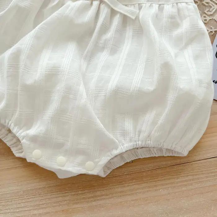 2025 été charmant sans manches nœud papillon fleur brodé infantile nouveau-né filles une pièce body