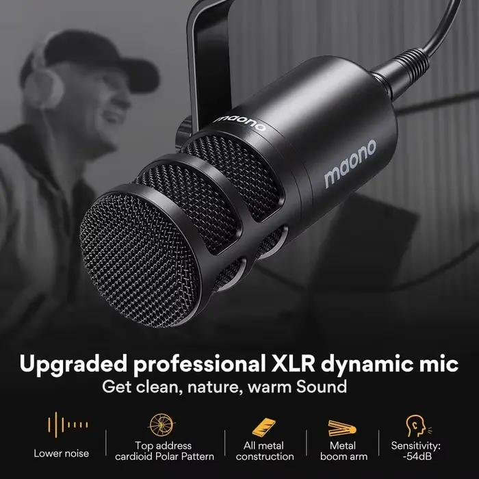Microphone dynamique XLR pour PC Maono PD100, entièrement en métal, pour jeux, diffusion, enregistre