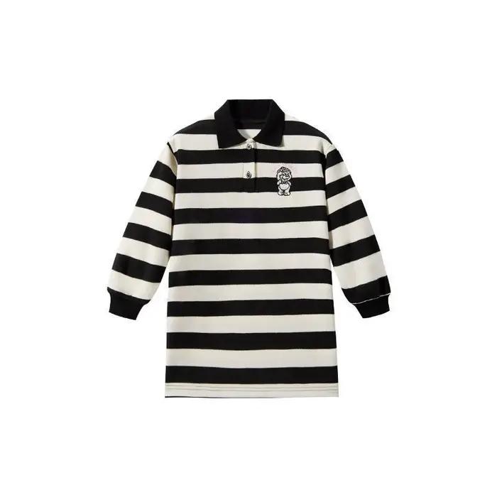 Robes à rayures pour filles, automne printemps, manches longues, col polo, sweat-shirt, mode enfants