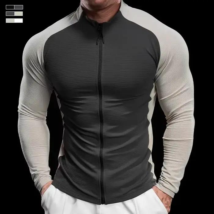 Haut fitness homme manches longues séchage rapide respirant - Veste sport course entraînement automne 2024