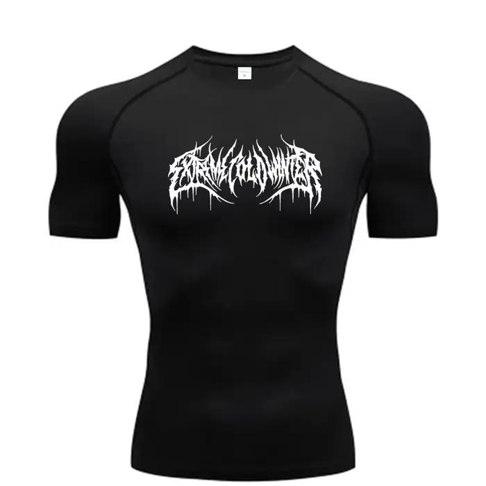 Sweat-shirt compression été manches courtes pour hommes - T-shirt fitness séchage rapide S-3XL