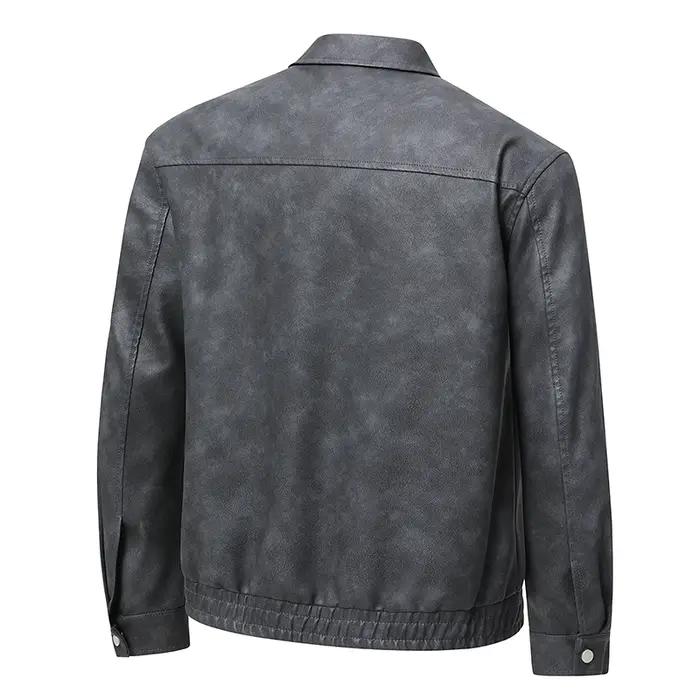 Veste en cuir pour hommes, grande taille, confortable, manteau de moto léger américain, revers class