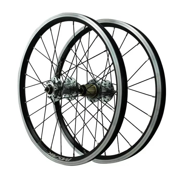 Paire de roues de vélo pliant, frein à disque, frein à jante en V, 24H, valve AV, moyeux à roulement