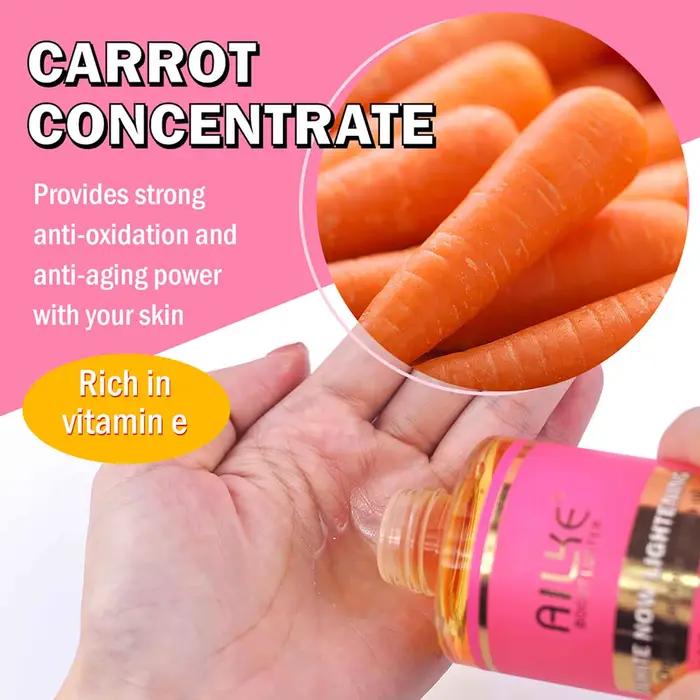 AILKE Sérum de carotène biologique huile corporelle éclaircissante, peau lisse, hydratant, avec vita