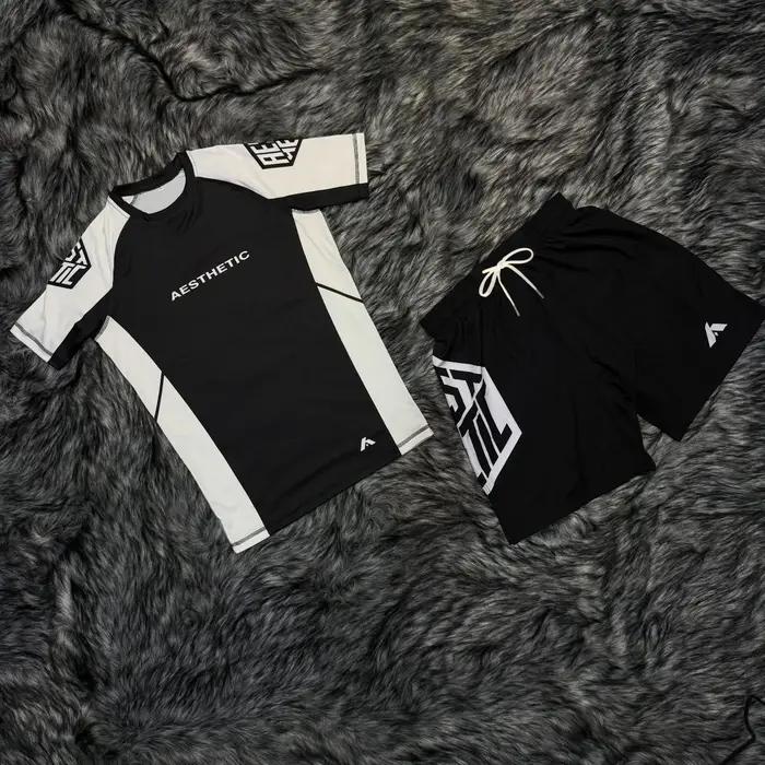 Nouvel ensemble de sport de lutte 2026 – T-shirts et shorts graphiques blancs pour hommes – Tenue de