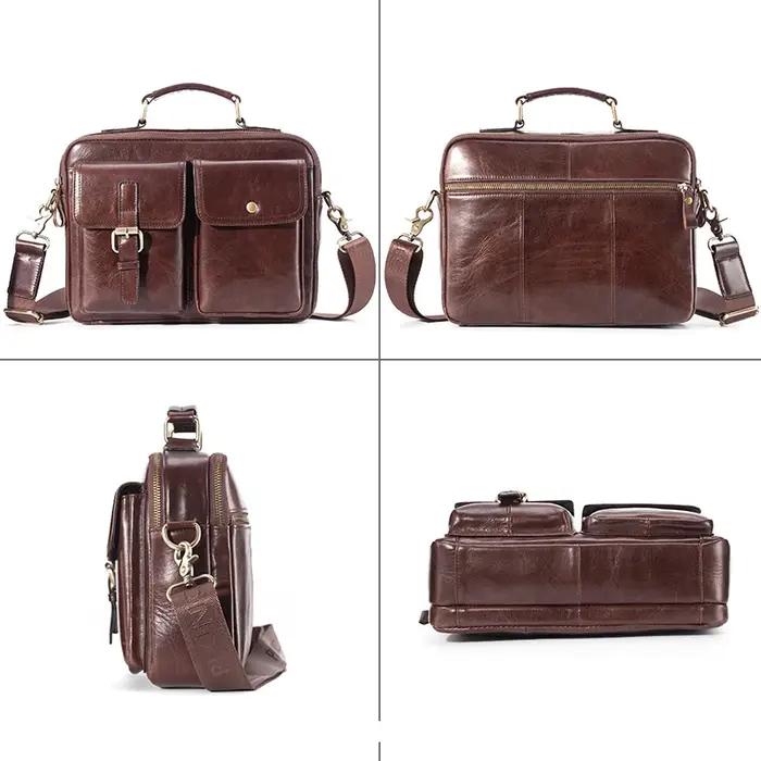 Tout nouveau sac de messager en cuir de vachette hommes sac à main en cuir véritable mâle voyage Pad