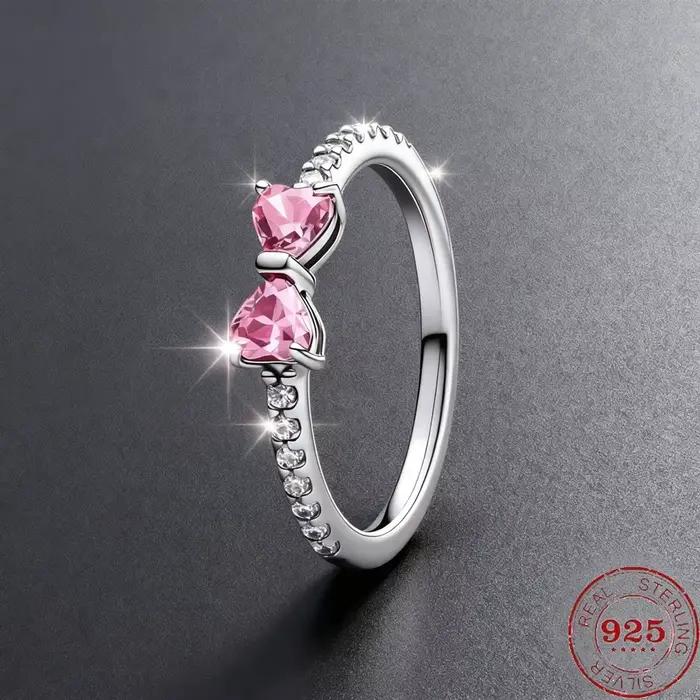 Bague en argent sterling 925 avec moissanite en forme de cœur pour femme, pour mariage, couple, anni