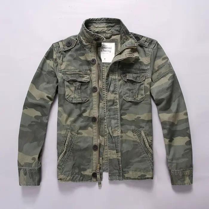 Hommes Camo Cargo veste automne poids lourd lavage coton coupe-vent veste militaire Camouflage tenue