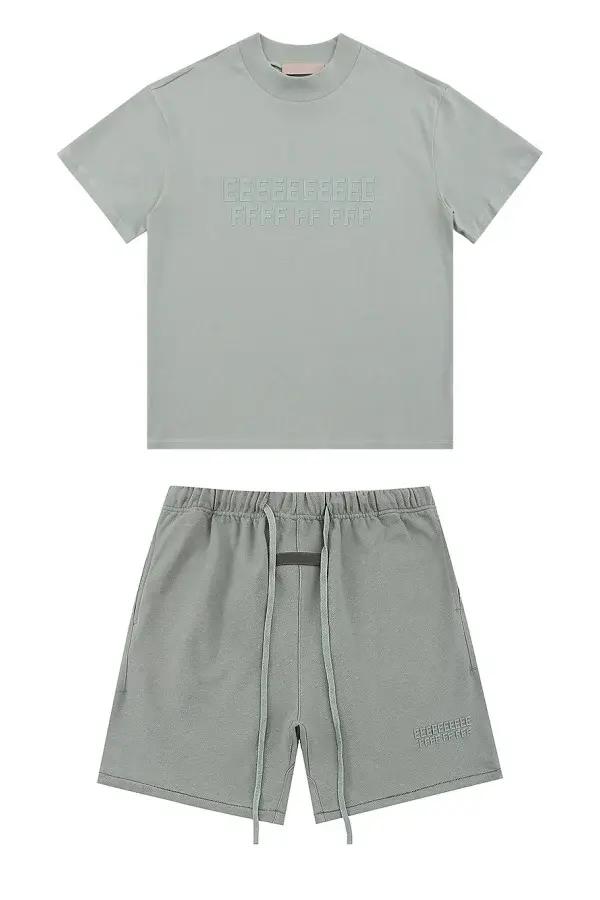 Ensemble classique de t-shirts et shorts d'été de haute qualité avec imprimé lettres double ligne, 1