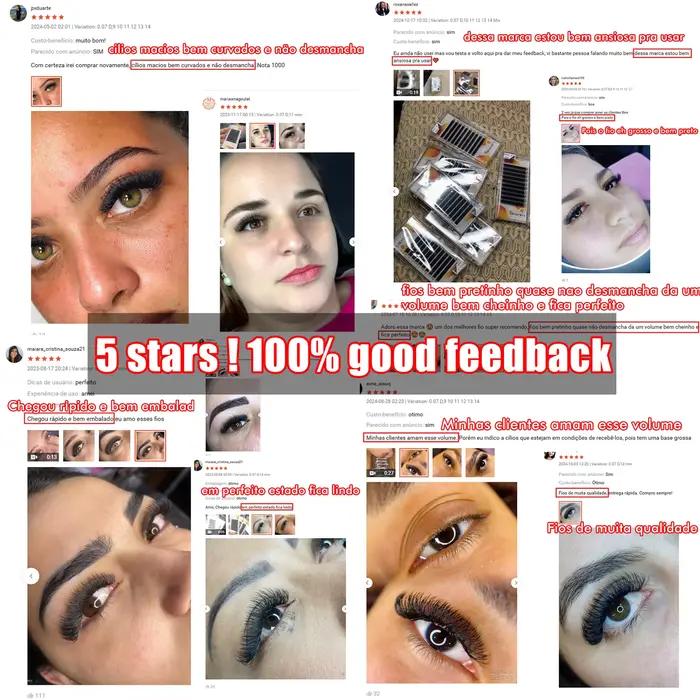 LAKANAKU 6 plateaux 6D W en forme d'extensions de cils Volume Egipcio complet Cilios naturel Fio 6w