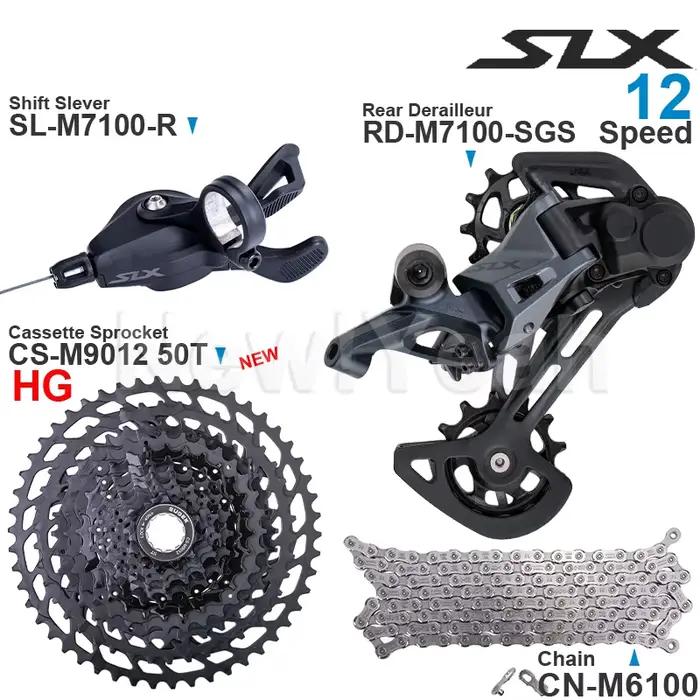 Groupe de vitesses SHIMANO SLX M7100 1x12 - Levier dérailleur arrière chaîne CN-M6100 cassette 11-50T/52T