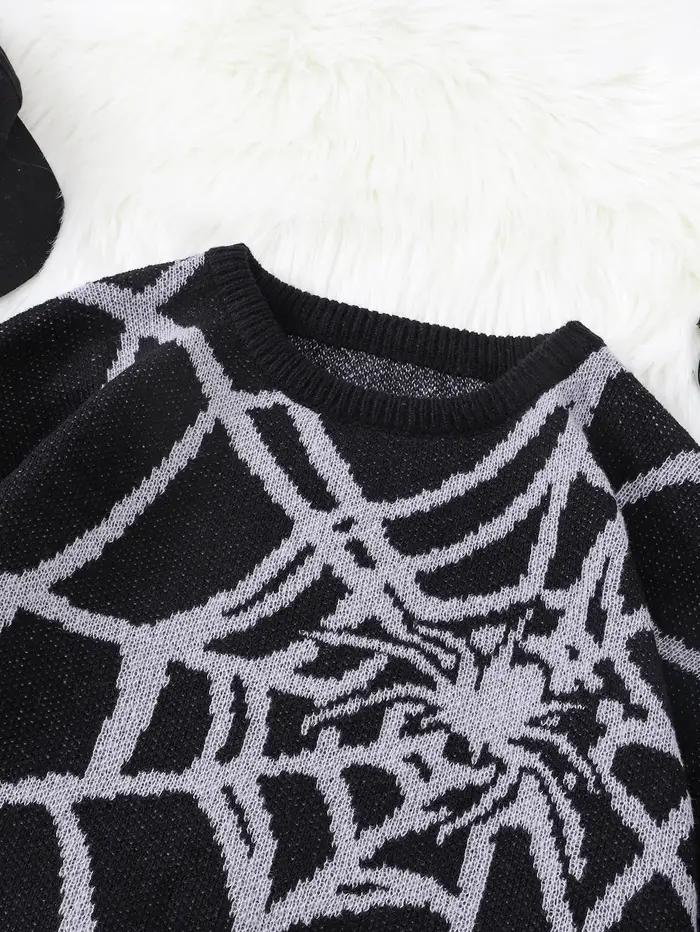 Nouveau populaire automne et hiver toile d'araignée Jacquard motif pull pull décontracté col rond tr
