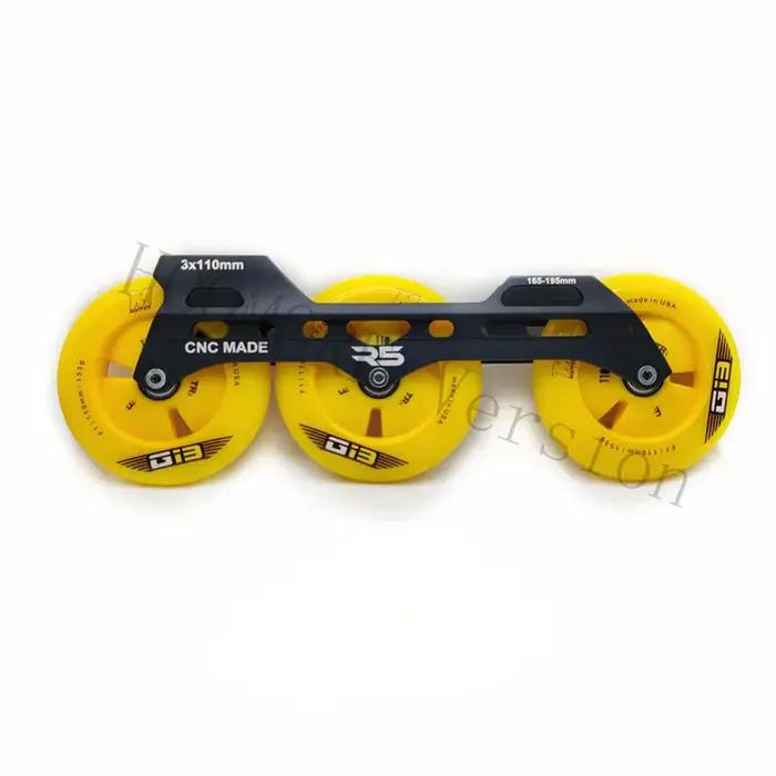 Base de patinage en ligne Slalom Speed Transfer, R5 Unbalance Rub Frame, Matter Yellow Green, F1 Gi3