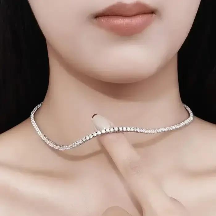 Collier en argent Sterling 925, chaîne en Zircon pour femmes, mode Simple, bijoux de fiançailles, de