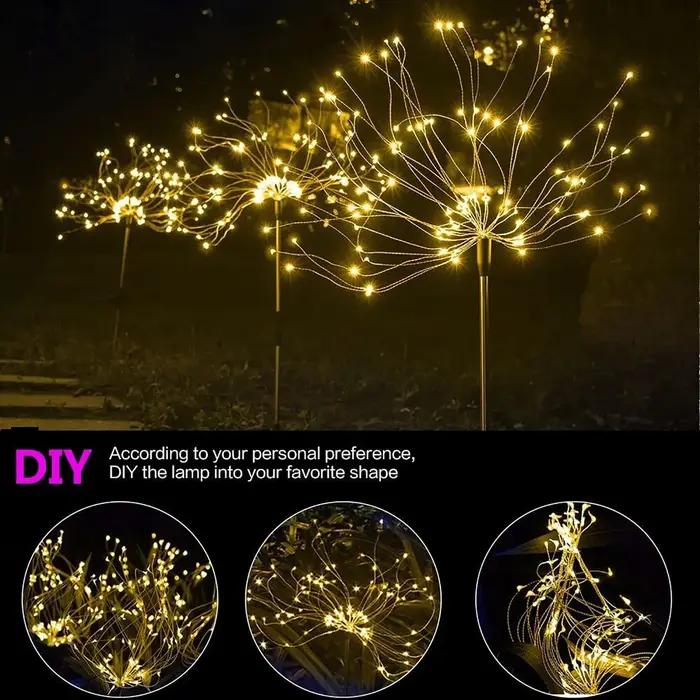 Enquêter d'artifice solaire à LED de couleur, lampe étanche bricolage, utilisée pour les lumières de