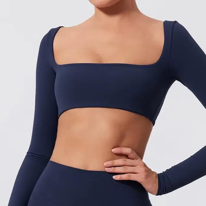 Hearuisavy – Haut de sport pour femme à séchage rapide, col carré, pour la gym, le fitness, le yoga,