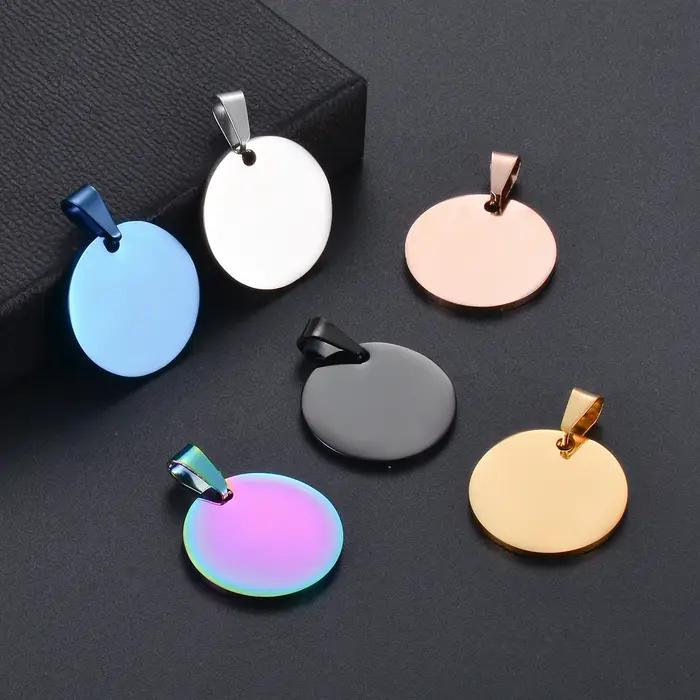 10 pièces en gros militaire armée Style disque pendentif rond 6 couleurs collier blanc en acier inox