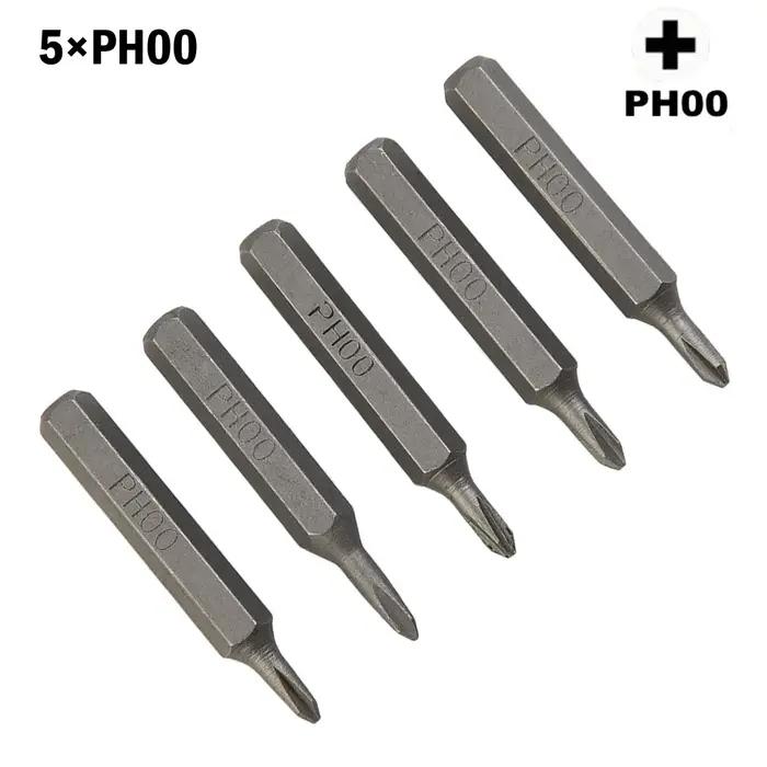Embouts de tournevis cruciforme H4 × 28mm PH0000 PH000 PH00 PH0 PH1 PH2 4mm tige hexagonale bricolag