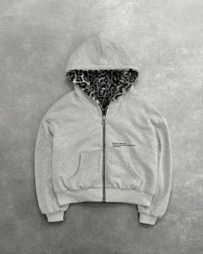 Vêtements léopard double face en automne et en hiver, original Kuaku rétro élégant, sweat à capuche