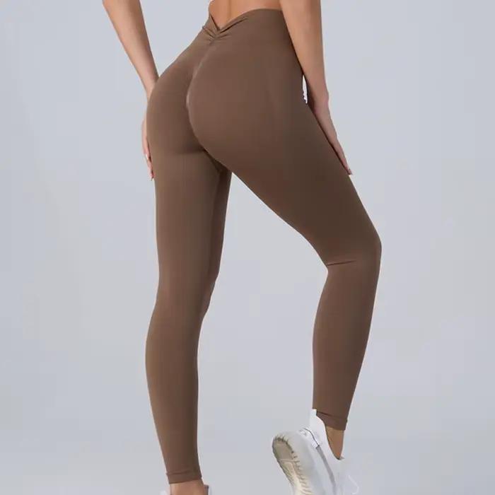 Pantalons de yoga taille haute sans couture avec ceinture en V et design rehausseur de fesses, leggi