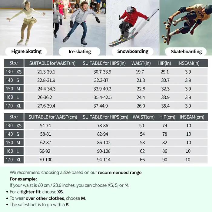 Short de protection AVIVOR pour patinage artistique ski et skateboard avec rembourrage 3D et coques de protection hanches coccyx et cuisses pour sécurité et liberté de mouvement