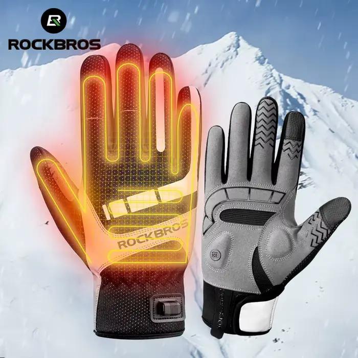 Gants vélo chauffants ROCKBROS SBR écran tactile USB coupe-vent hiver moto e-bike hommes femmes