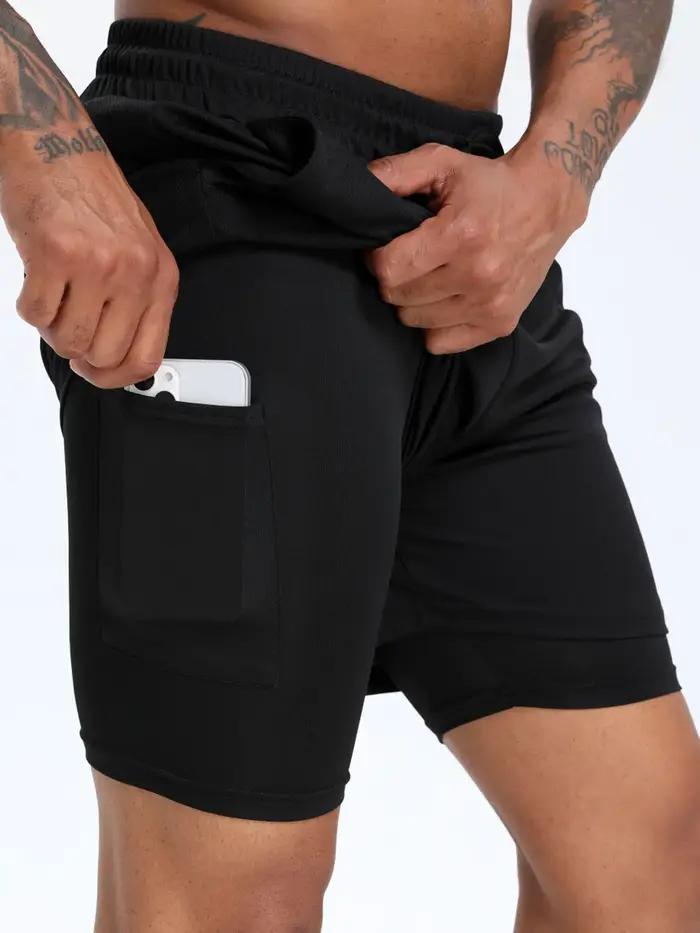 Short de course performant 2 en 1 pour hommes – Support de compression évacuant l'humidité avec poch