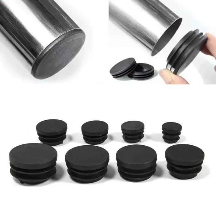 Bouchon de trou rond en acier, 4 pièces, bouchon d'extrémité d'insertion de tuyau en plastique, couv