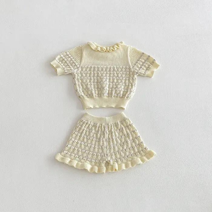 Ensemble décontracté léger et respirant en tricot à manches courtes pour filles, collection été 2026