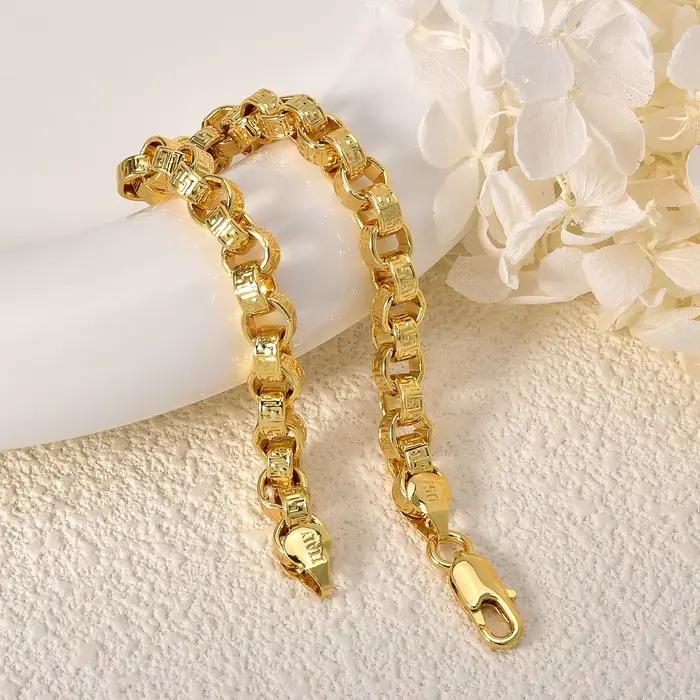 Bracelet plaqué or 18 carats Italie 750 Bracelet en forme tressée en cuivre Hip-Hop Quotidien Hommes