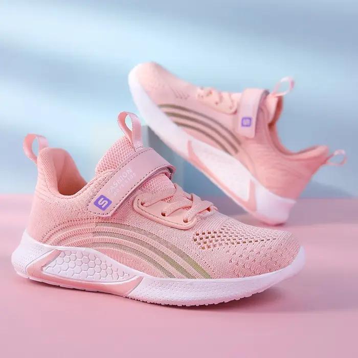 Chaussures de Course en Maille Blanche pour Fille, Baskets de dehors Légères et Colorées, à la Mode,