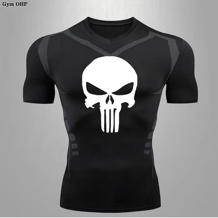 T-shirt compression homme coupe sèche - Fitness gym football - Rashguard extensible musculation