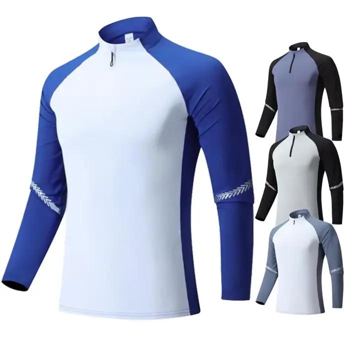 T-shirt à manches longues pour hommes, Sports de plein air, escalade, randonnée, col montant, fermet