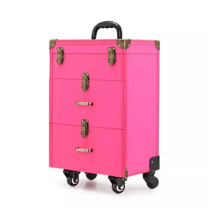 Valise à cosmétiques à roulettes, chariot de beauté, commode de maquillage, valise à roulettes, gran