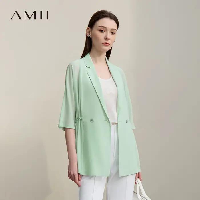 Blazer Amii pour femme – Nouvelle collection été 2026 – Veste légère en mousseline à revers cranté e