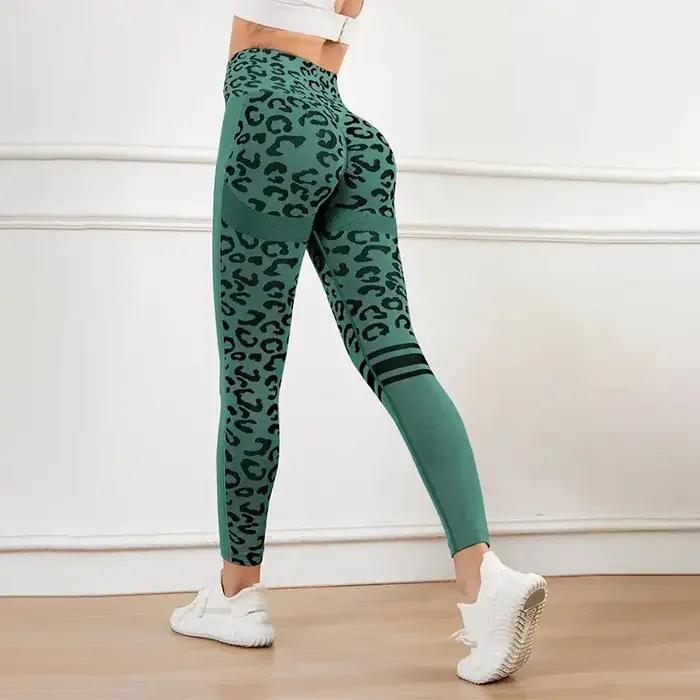 Pantalon Yoga 9 Minutes Taille Haute Imprimé Léopard Stretch Sans Couture Fitness Yoga Occasions Spéciales