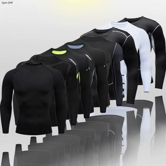 T-shirt rashguard compression homme - Haut sportif séchage rapide pour musculation et boxe