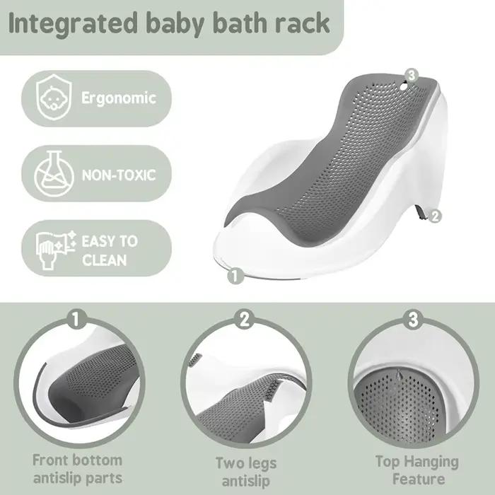 Support de bain doux pour bébés nouveau-nés - Siège de bain ergonomique, facile à nettoyer et confor
