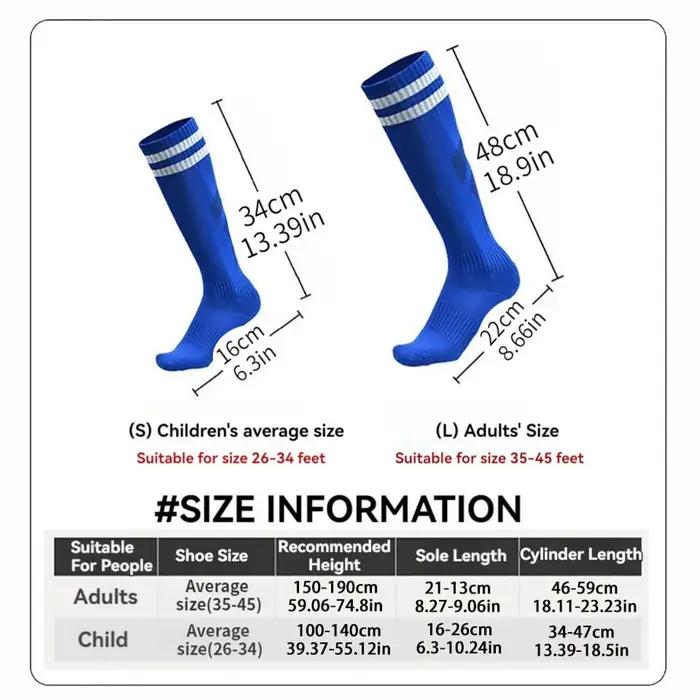 Loogdeel 1 paire 26-45 enfants Football Compression chaussettes de sport extensible genou haut Tube