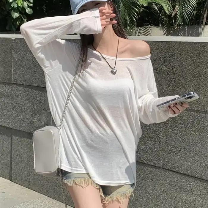 T-shirt Baggy transparent pour femmes, Sexy, décontracté, mode, pulls amples, Chic, paresseux, coule