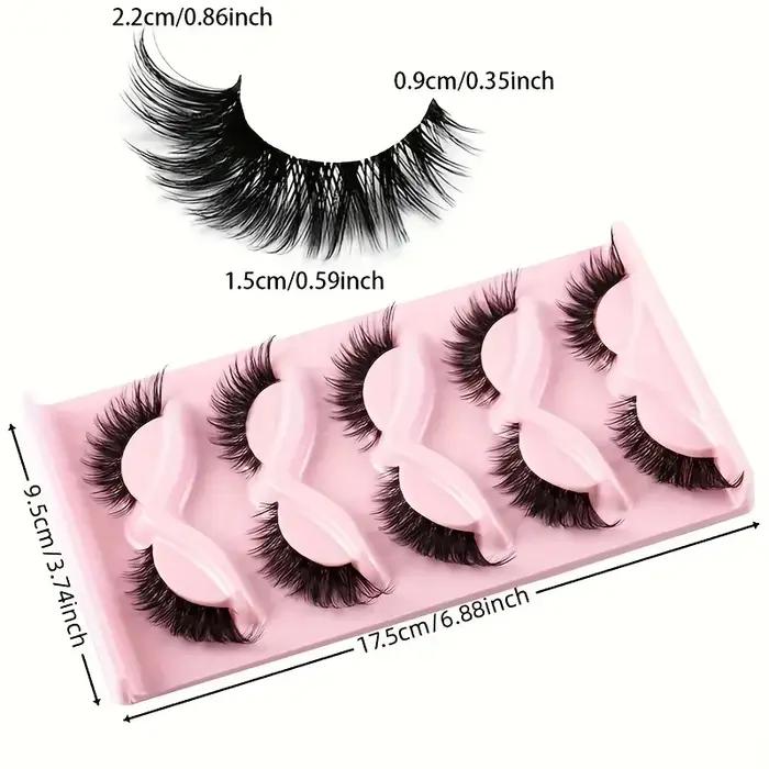 5 paires de faux cils œil de chat-cils Manga longs naturels hypoallergéniques avec extrémités ailées